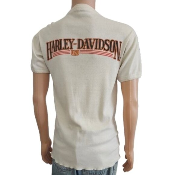 Vintage 80s Harley Davidson Shirt Chosa’s Tempe Arizona Henley Large Rare - Picture 1 of 9